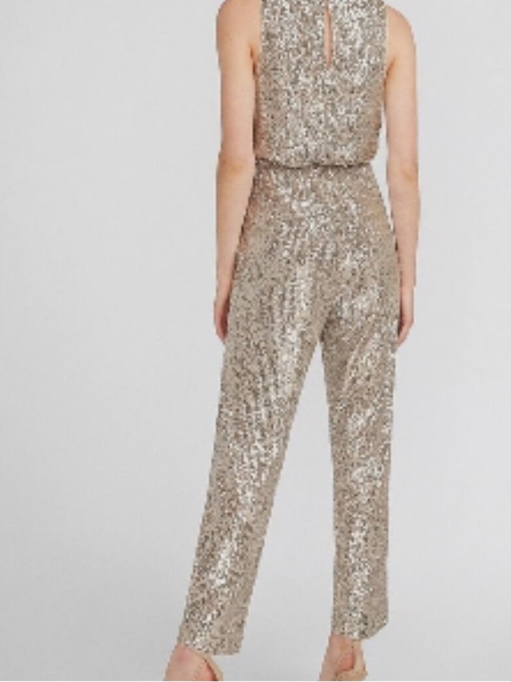 Express Silver Sequin Tank Jumpsuit S - Picture 2 of 7